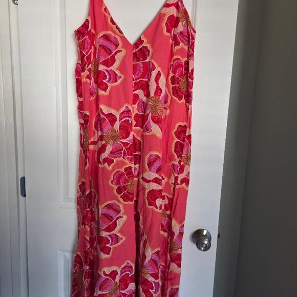 LOFT Textured Floral Linen Blend Strappy Maxi Dress - Picture 3 of 5